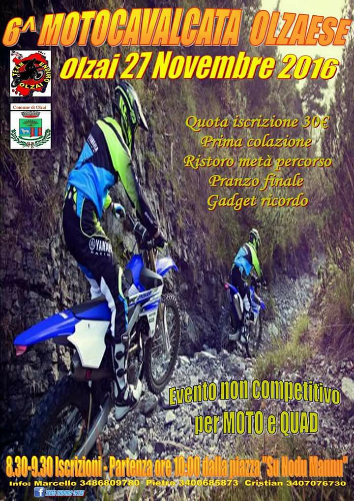 Manifesto 6° motocavalcata Olzaese - Olzai 27/11/2016 Manifesto 6° motocavalcata Olzaese - Olzai 27/11/2016